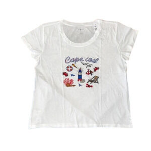 NWT LOFT Lou & Grey White W/Cape Cod Graphic Softserve Tee